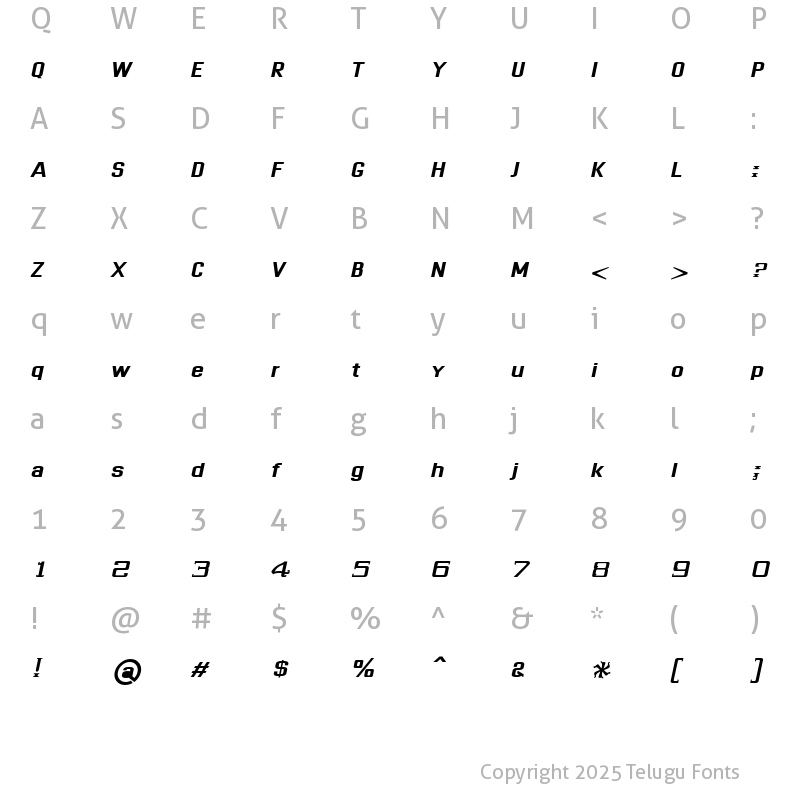 Character Map of Dhurjati Italic