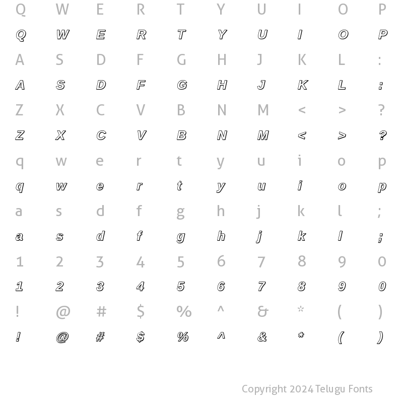 Character Map of Nandakam Italic
