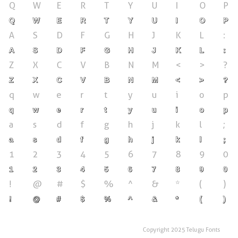 Character Map of Nandakam Regular